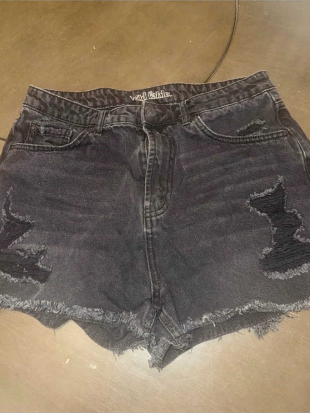 wild fable Black Distressed Frayed Hem Denim Shorts size 10